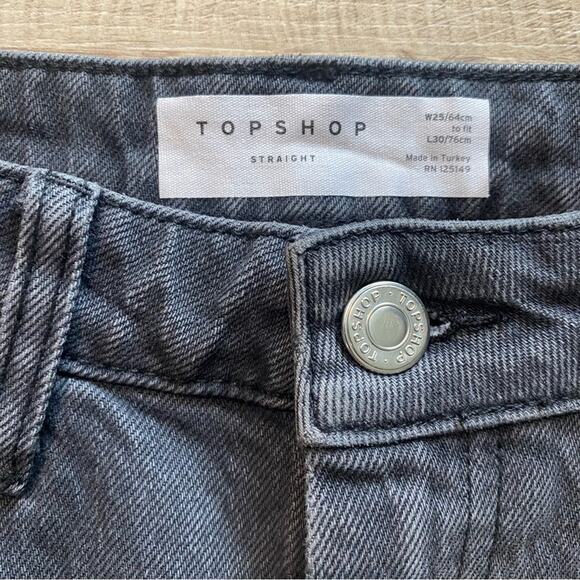 Topshop Straight Washed Black Ankle Jeans 25 - Picture 4 of 10